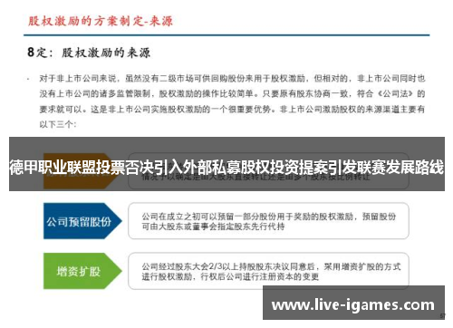 德甲职业联盟投票否决引入外部私募股权投资提案引发联赛发展路线 德甲职业联盟投票否决引入外部私募股权投资提案引发联赛发展路线